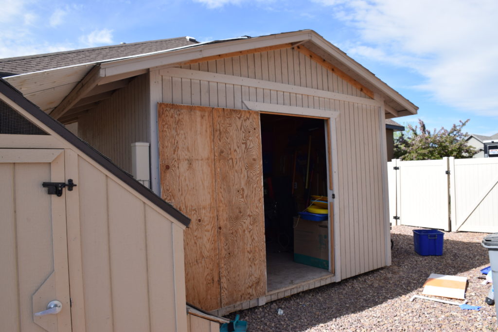 Beige shed