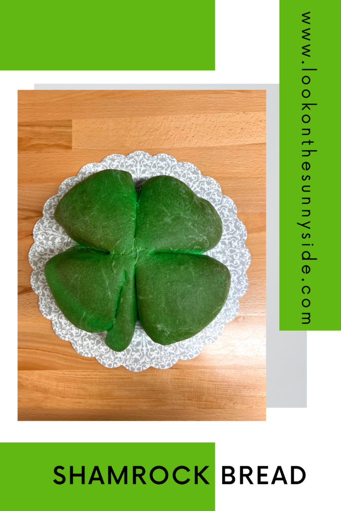 Green bread that is shaped like a shamrock