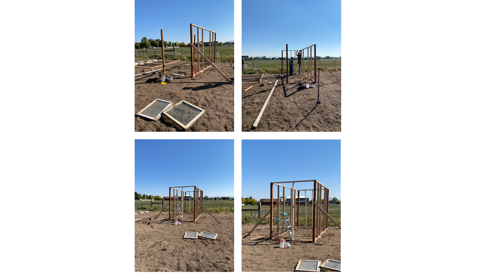 Walls being built with 2x4s and 4x4s