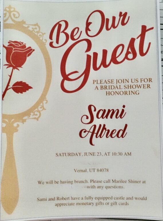 Beauty and the Beast bridal shower invitation