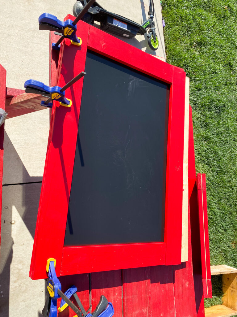 Display board with clamps showing how to line up everything