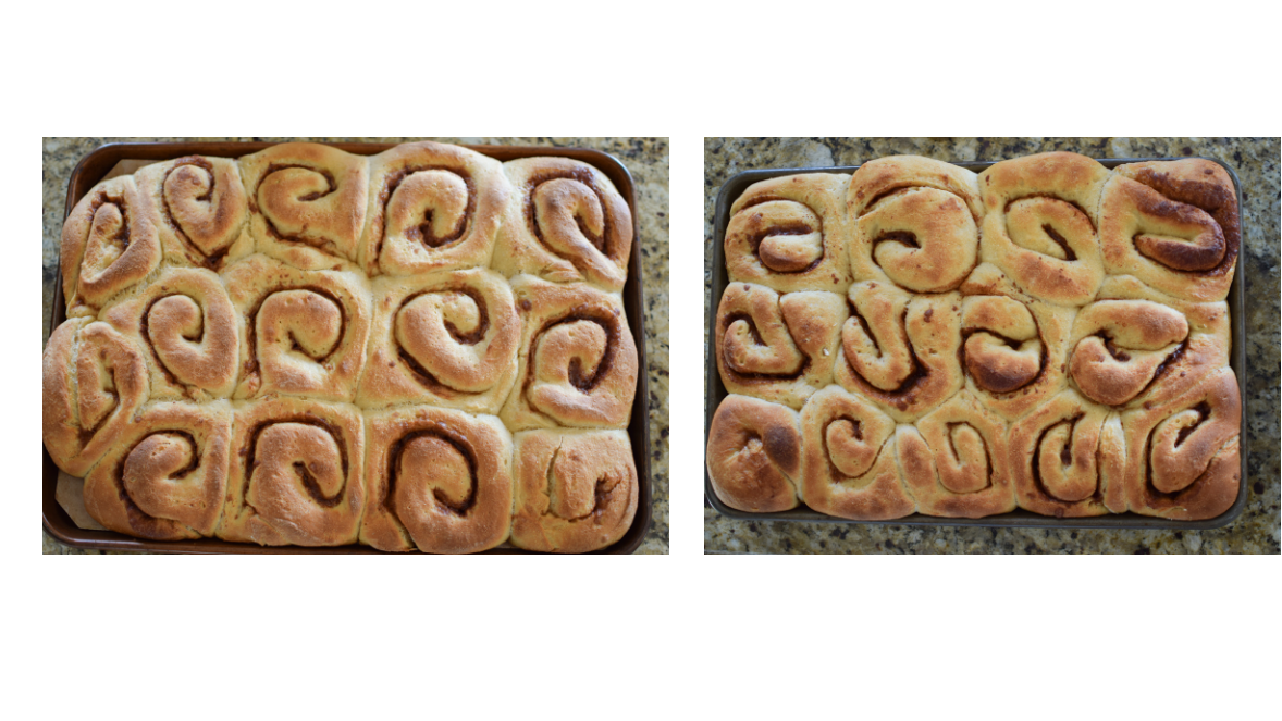 Baked cinnamon rolls before frosting
